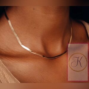 Rose Gold Herringbone Necklace | Flat Chain Necklace
